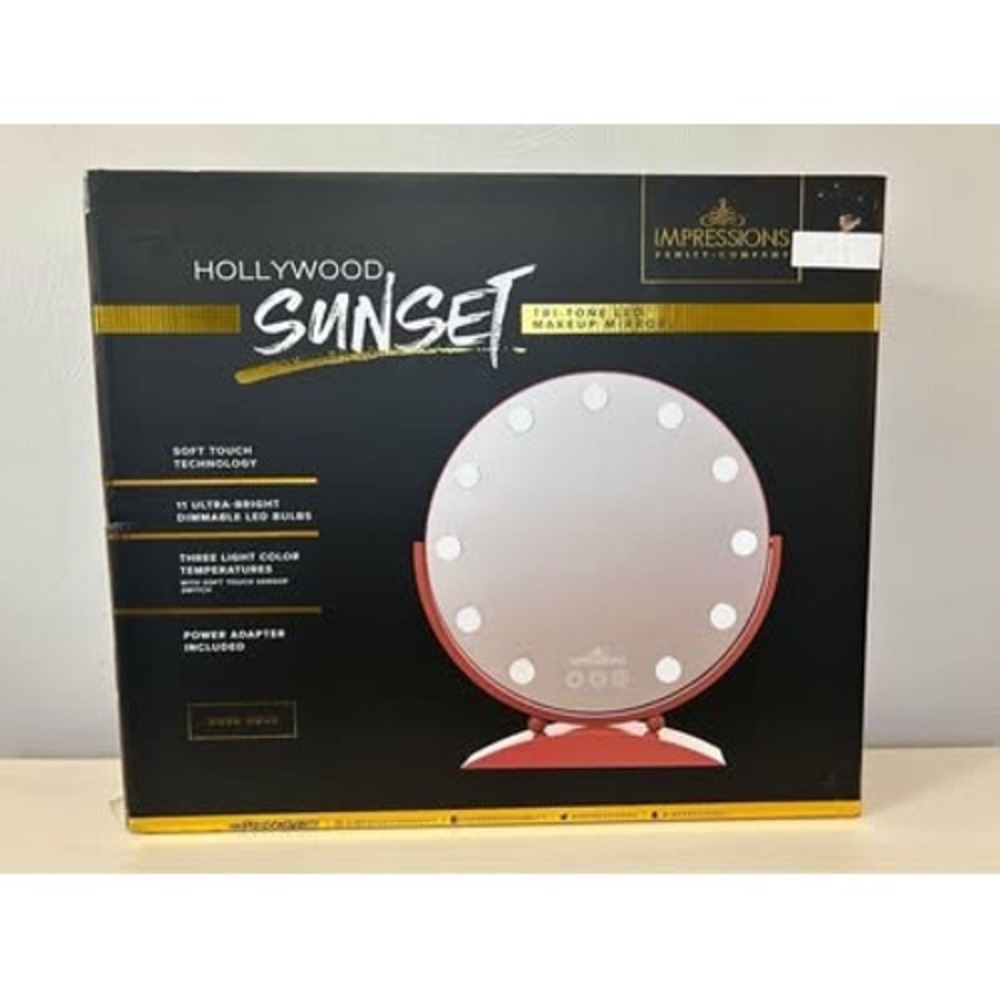 Impressions Vanity Hollywood Sunset Tri-Tone LED Makeup Mirror Rose Gold NEW